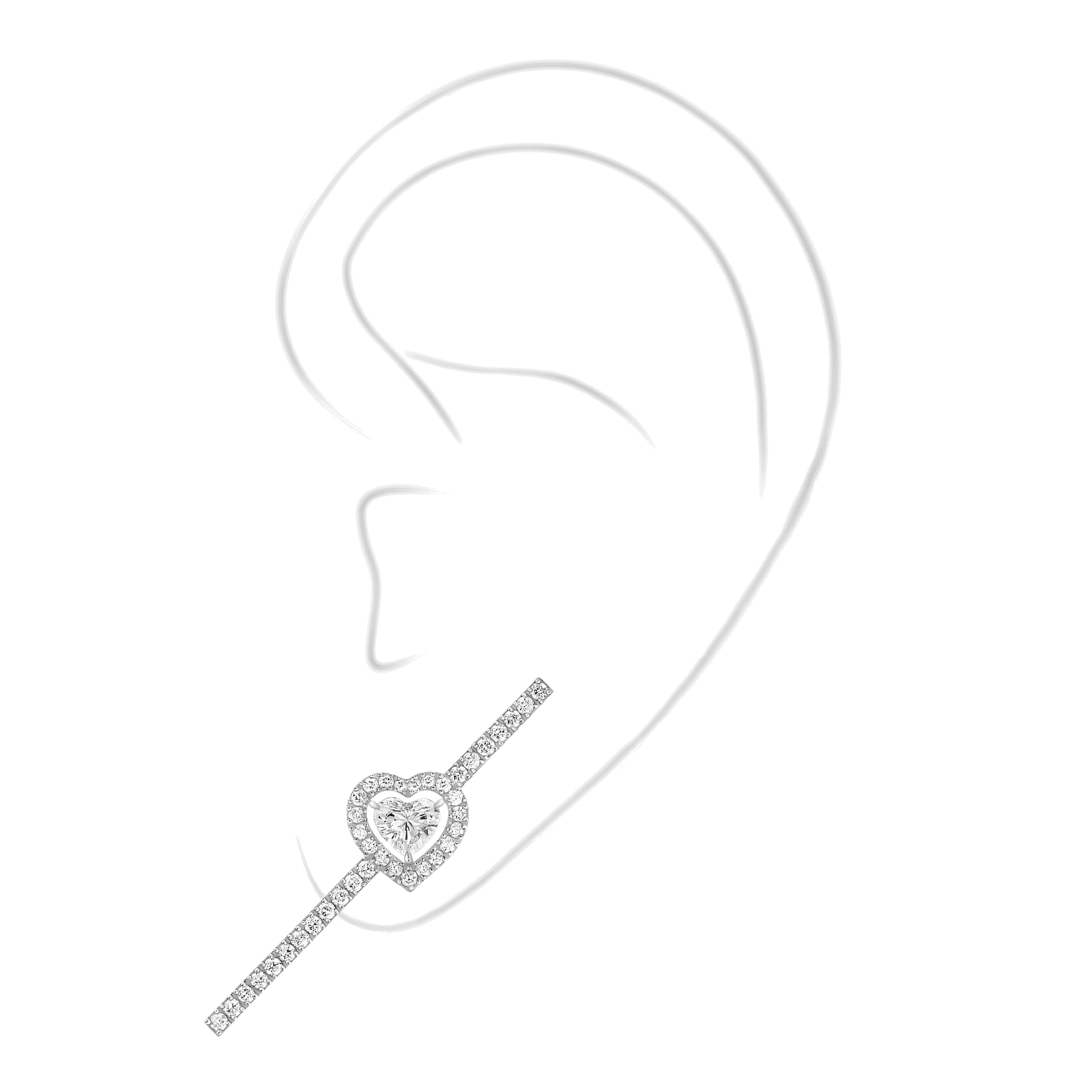 Women Jewellery MESSIKA, Joy Cœur 0.15ct Single Pavé-Set Diamond White Gold Earring, SKU: 11433-WG | timeolution.com
